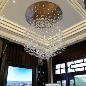 LX22070712 Handcrafted glass + stainless steel art chandelier