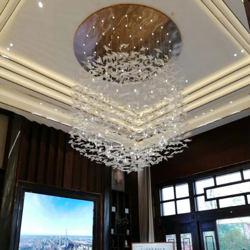 LX22070712 Handcrafted glass + stainless steel art chandelier