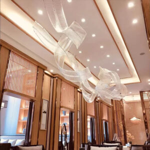 LX22070713 Crystal + Stainless steel crystal Ribbon Large chandelier