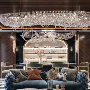 XH2025122207 Custom Stainless Steel Crystal Art Chandelier