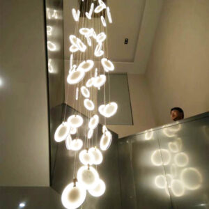 LX2207070230 Large Acrylic Stainless Steel Staircase Chandelier