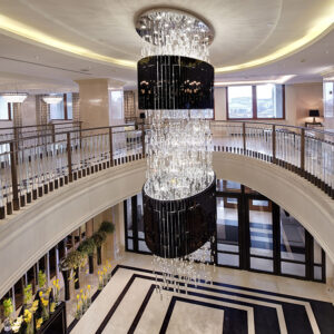 LX25121005 Large Stainless Steel Crystal Chandelier for Banquet Hall