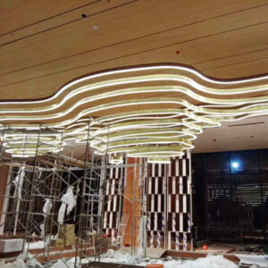 LX220707028 Large Banquet Hall Aluminum Acrylic Art Chandelier