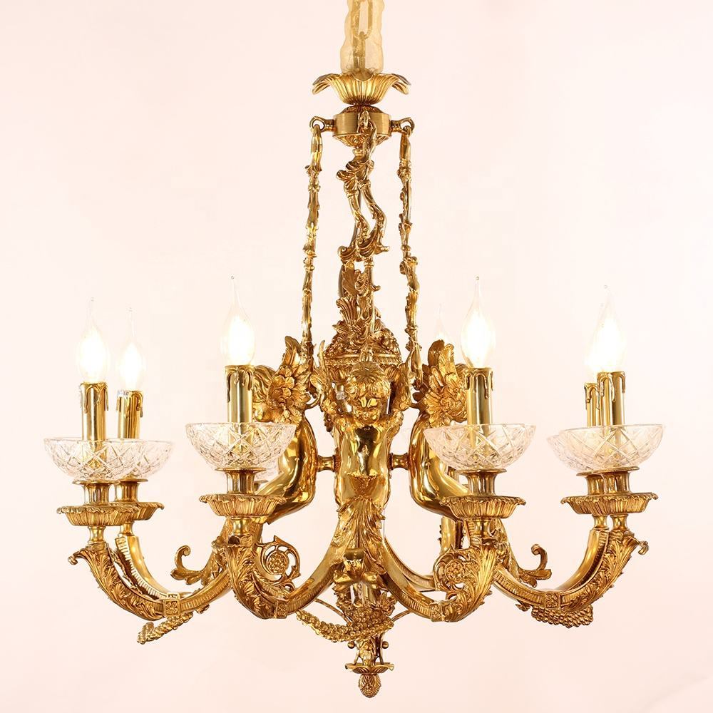 XH2025121703 French-style brass and crystal chandelier/ceiling light