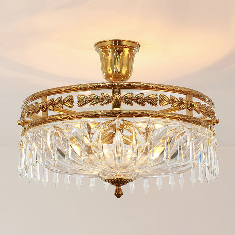 XH202512170 French-style brass and crystal chandelier/ceiling light